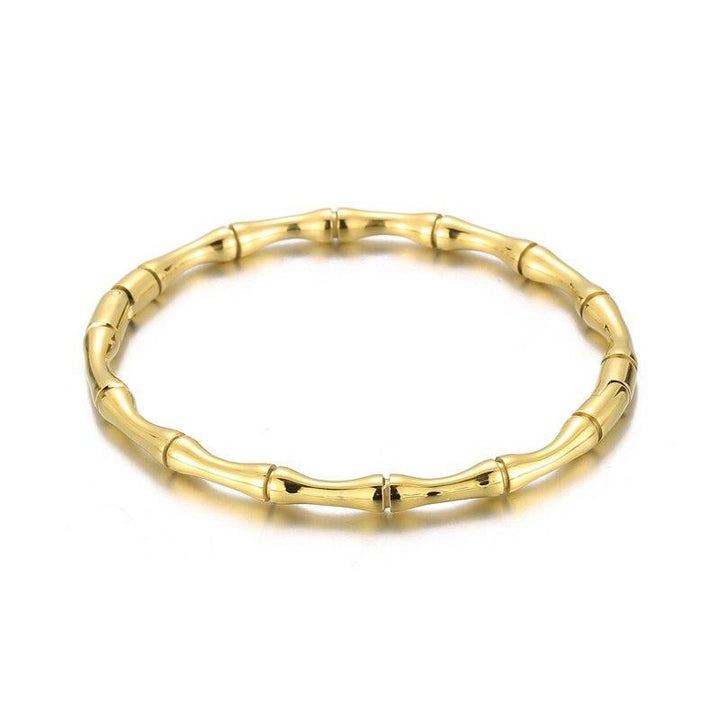 KALEN 5mm Stainless Steel Gold Color Bamboo Joint Cuff Bangles Bracelet For Women - kalen