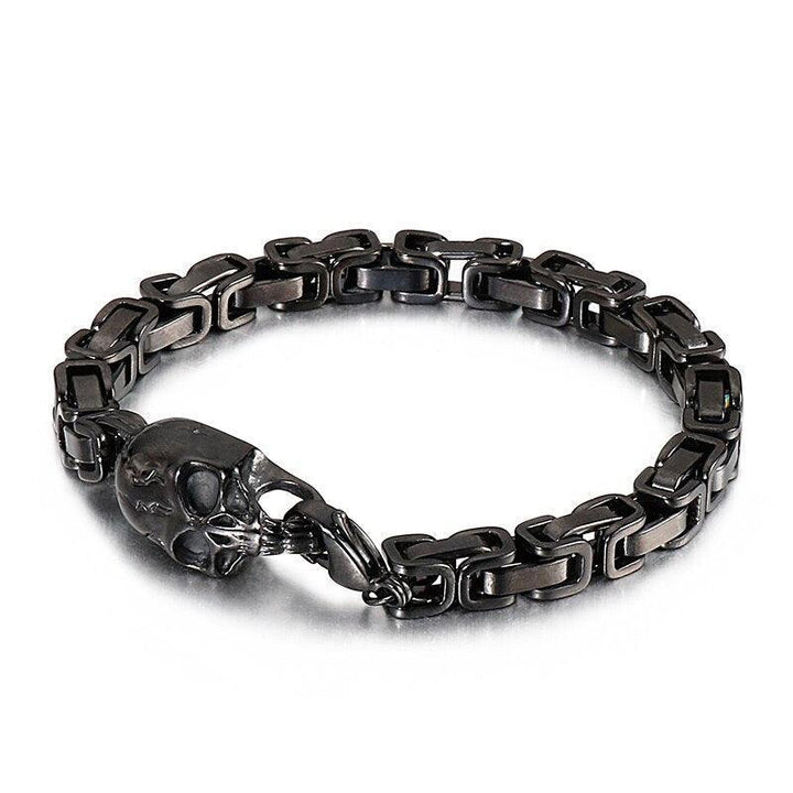 Kalen 6mm Byzantine Chain 13mm Skull Charm Bracelet For Men - kalen