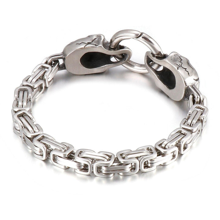 Kalen 6mm Byzantine Chain Skull Charm Bracelet for Men - kalen