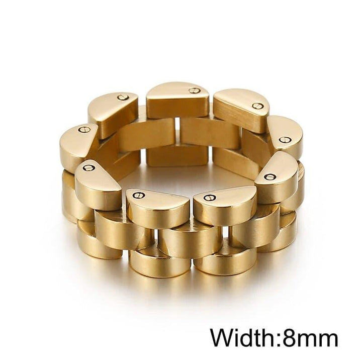 Kalen 8/10mm Rose/Blue/Gold Color Watch Link Chain Stainless Steel Rings For Men Women - kalen