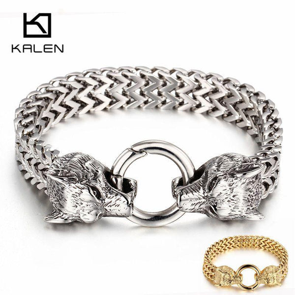 KALEN 8/12mm Viking Link Chain Wolf Animal Charm Bracelet for Men - kalen
