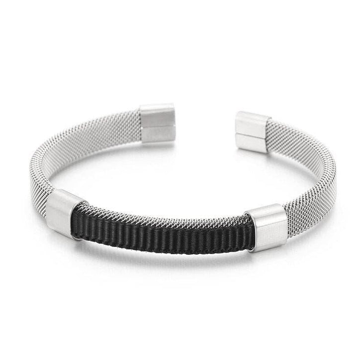 Kalen 8mm Stainless Steel Leather Cuff Bracelet Bangles for Men - kalen