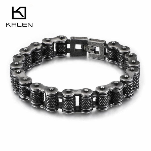 Kalen Biker 11/13mm Brushed Bicycle Chain Bracelet for Men - kalen