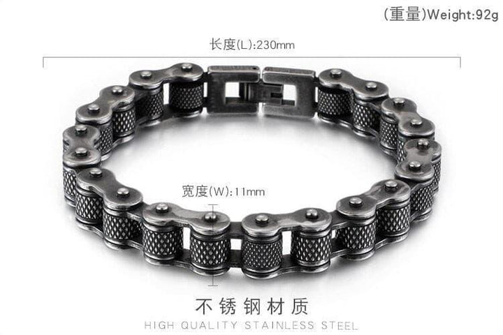 Kalen Biker 11/13mm Brushed Bicycle Chain Bracelet for Men - kalen