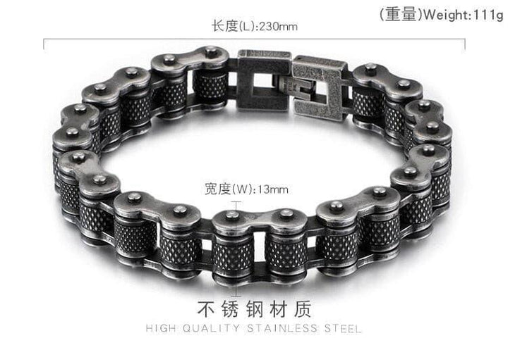 Kalen Biker 11/13mm Brushed Bicycle Chain Bracelet for Men - kalen