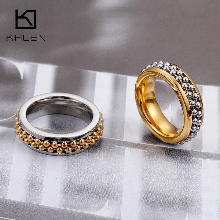 KALEN 6mm Stainless Steel Double Chain Rings For Women - kalen