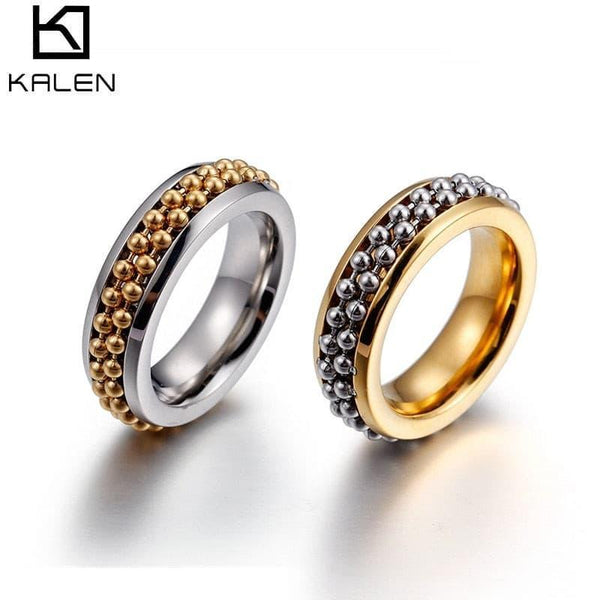 KALEN 6mm Stainless Steel Double Chain Rings For Women - kalen