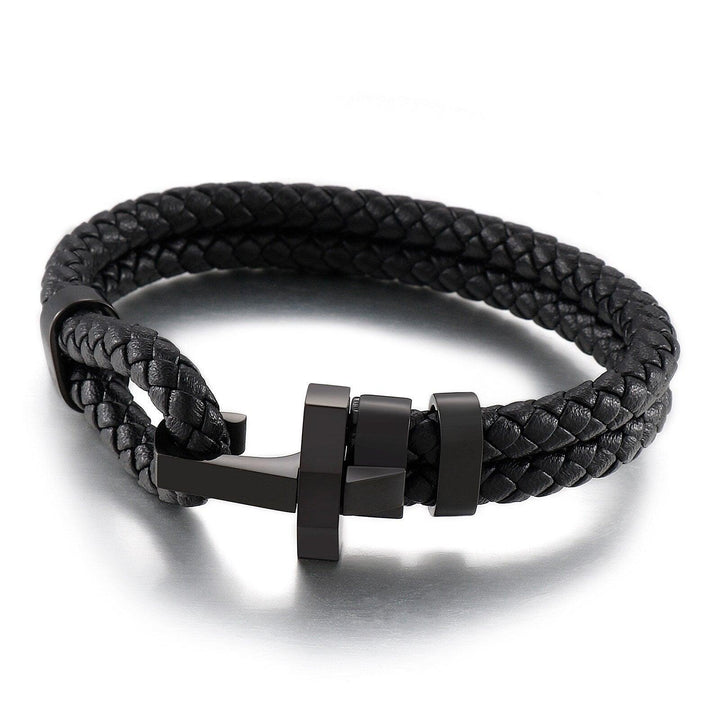 Kalen Punk 12mm Cowhide Double Layer Stainless Steel Style Bracelet For Men - kalen