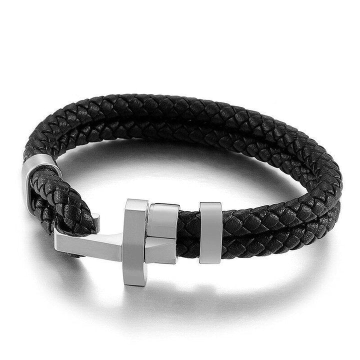 Kalen Punk 12mm Cowhide Double Layer Stainless Steel Style Bracelet For Men - kalen