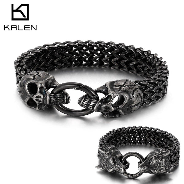 Kalen Vintage 18mm Skull Wolf Lion Animal Charm Bracelets for Men - kalen