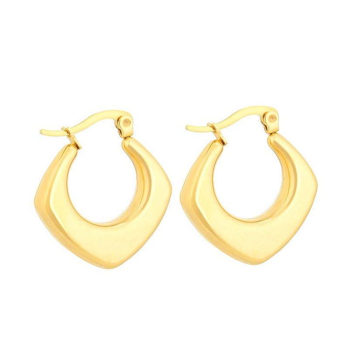 Stainless Steel Chunky Hollow U-Shape Hoop Earrings - kalen