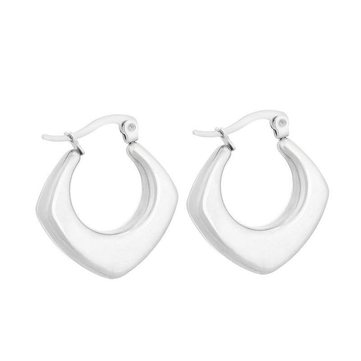 Stainless Steel Chunky Hollow U-Shape Hoop Earrings - kalen