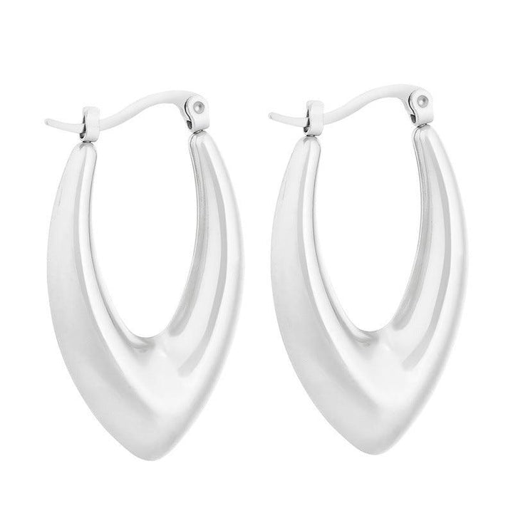 Stainless Steel Chunky Hollow U-Shape Hoop Earrings - kalen