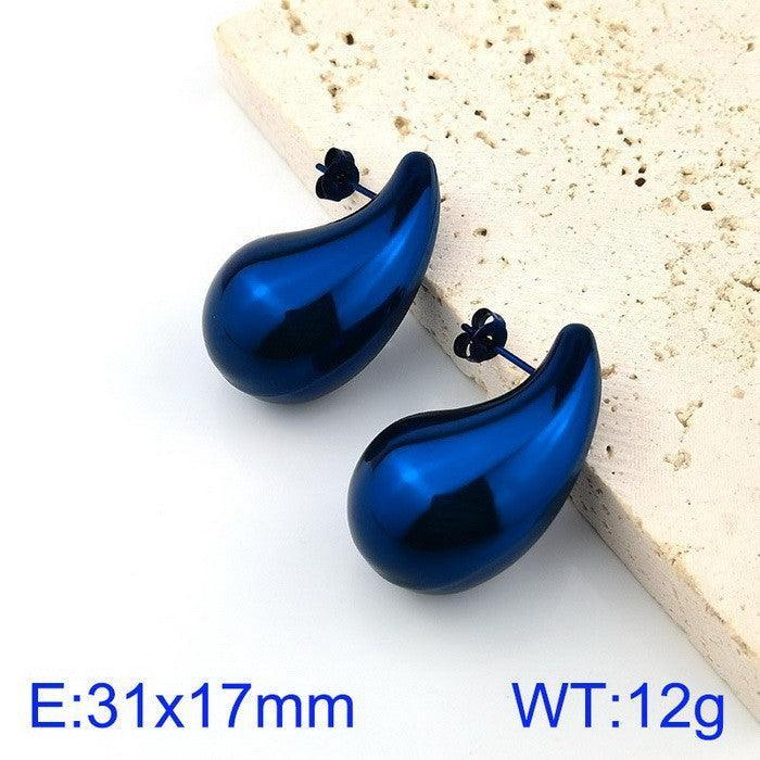 Stainless Steel Waterdrop Hollow Chunky Stud Earrings For Women - kalen